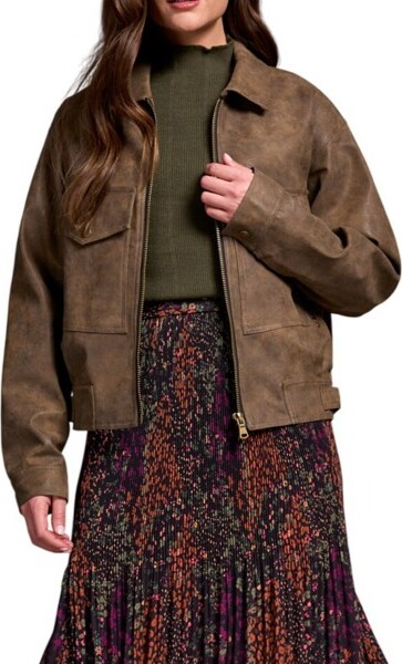 Tribal Women's Faux Suede Jacket Small Cocoa