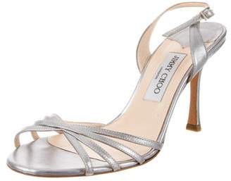 Jimmy Choo Metallic Leather Ankle Strap Sandals