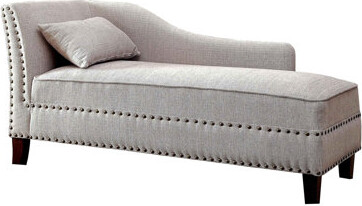Hokku Designs Modern Contemporary 1Pc Chaise Linen Like Fabric Nailhead Trim Living Room Bench Pillow