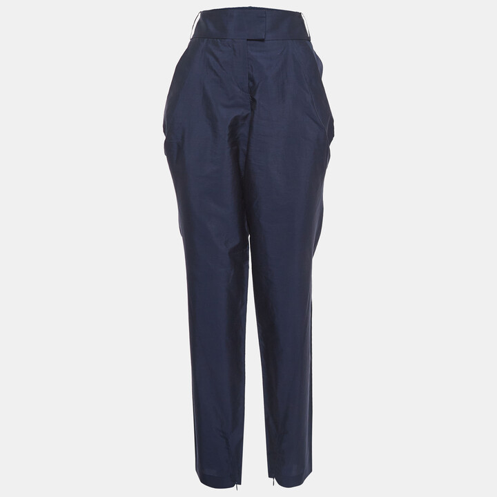 Giorgio Armani Navy Blue Silk Blend Trousers L