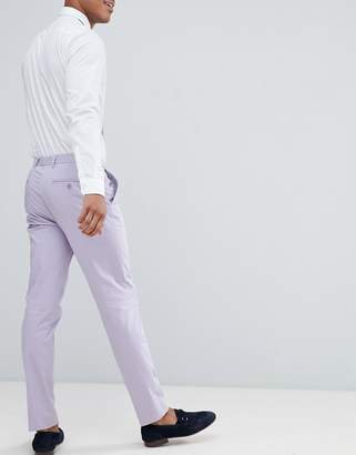 ASOS Design Wedding Skinny Suit Pants In Stretch Cotton In Lilac