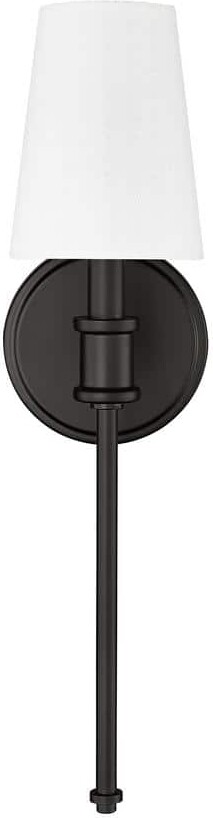 5 in. 1-Light Matte Black Sconce Linen