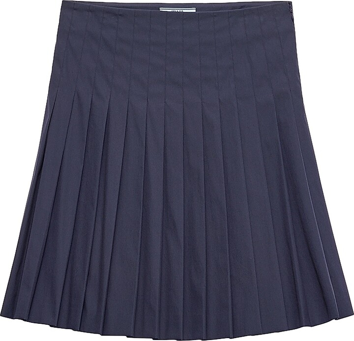 Women's Pleated Poplin Mini Skirt - Blue - Size 4