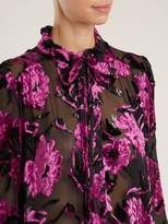 Thumbnail for your product : Preen by Thornton Bregazzi Emiline Floral Devore Blouse - Womens - Black Purple