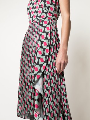 Diane von Furstenberg Wrap Front Geometric Print Dress