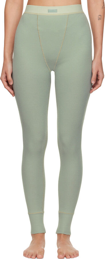 Cotton Collection ribbed cotton-blend jersey leggings - Light Heather Grey