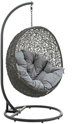 Modway Hide Outdoor Patio Wicker Rattan Swing Chair With Stand