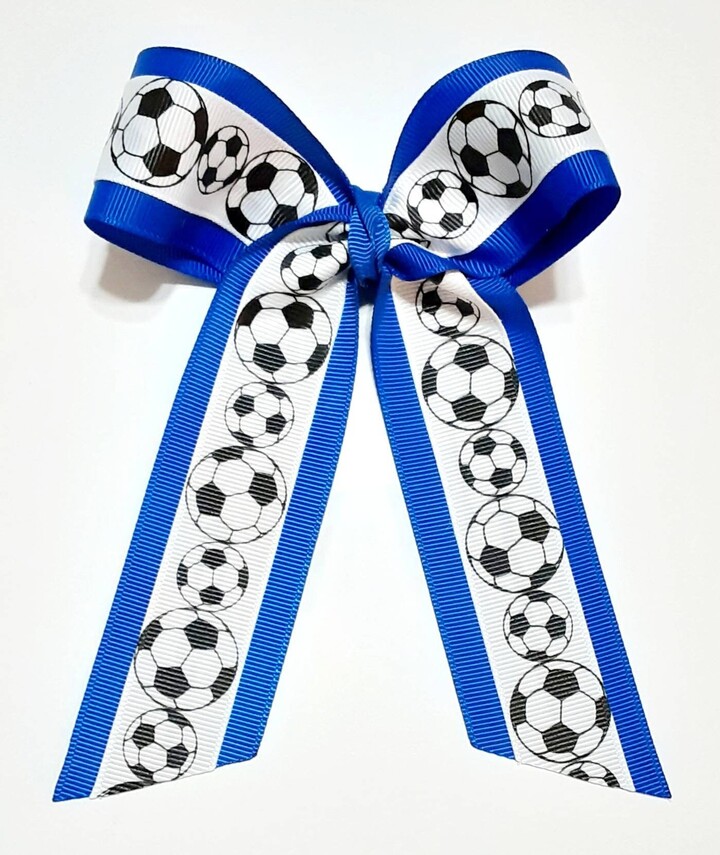 Soccer Hair Bow - Team Sports Ribbon Tail