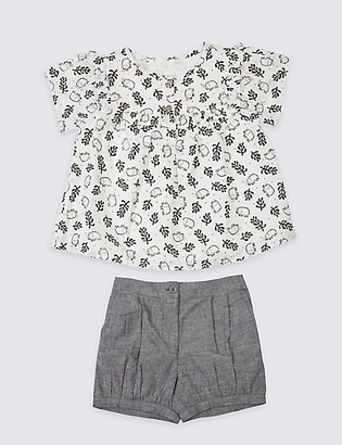 Marks and Spencer 2 Piece Pure Cotton Top & Shorts Outfit (3 Months - 5 Years)