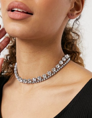 House of Pascal Icy diamante choker in silver - ShopStyle Necklaces