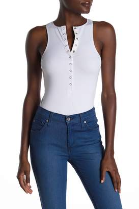 Good American Ribbed Snap Button Front Bodysuit (Regular & Plus Size)