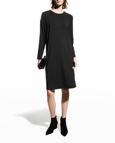 Thumbnail for your product : Eileen Fisher Crewneck Side-Slit Stretch Jersey Dress