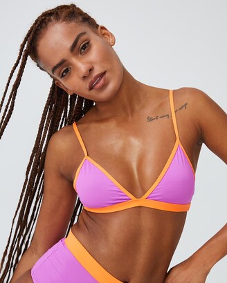 Cotton On Women's Purple Bikini Tops - Contrast Fixed Triangle