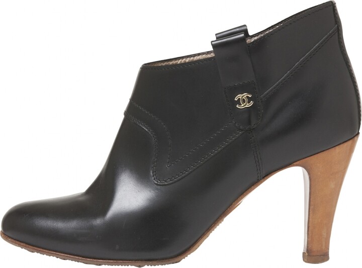 Chanel Black Leather Ankle boots - ShopStyle
