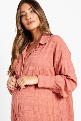 boohoo Maternity Crinkle Oversized Shirt