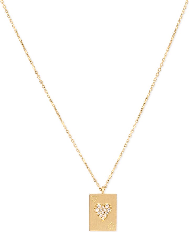 MYSTERYJOY Heart Card Charm Necklace Yellow Gold