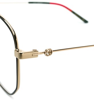 Gucci Eyewear Web detail hexagonal-frame glasses