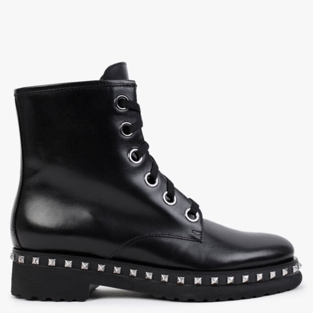 LUCA GROSSI Black Leather Studded Ankle Boot - ShopStyle