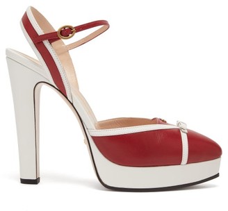 Gucci Alison Leather Platform Pumps - Womens - Red White