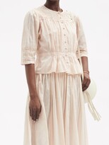 Thumbnail for your product : MIMI PROBER Barton Lace-trimmed Organic-cotton Blouse - Light Pink