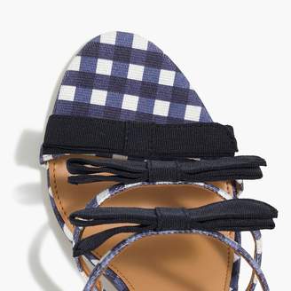 J.Crew Gingham canvas heel sandals with bows