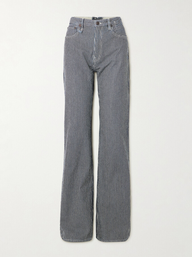 R 13 Jane Striped High-rise Wide-leg Jeans - Blue