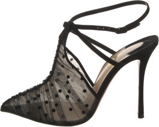Christian Louboutin Mesh Polka Dot Print T-Strap Pumps