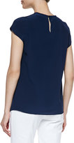 Thumbnail for your product : Magaschoni Silk Pleated Short-Sleeve Top, Navy