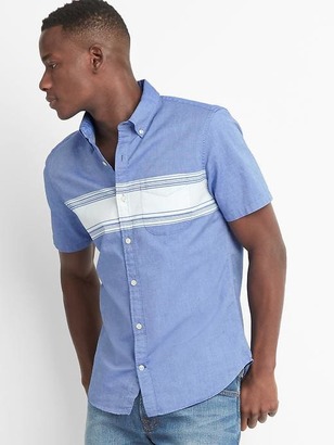 Gap Oxford chest stripe short sleeve slim fit shirt