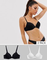 Thumbnail for your product : Hunkemoller 2 pack padded t-shirt bra in black and white
