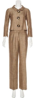 Oscar de la Renta Silk & linen-Blend Pant Suit