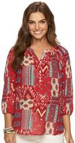 Thumbnail for your product : Chaps Women's Printed Crinkle Peasant Top