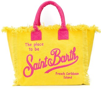 MC2 Saint Barth Logo Print Canvas Beach Bag