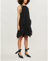 Thumbnail for your product : 16Arlington Feather-trimmed chiffon mini dress