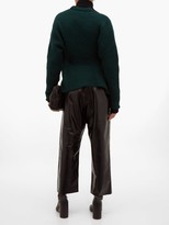 Thumbnail for your product : Toga Belted Ribbed-knit Wool Cardigan - Green
