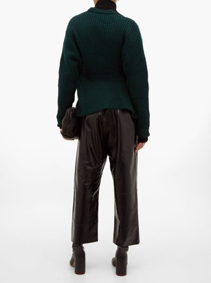 Toga Belted Ribbed-knit Wool Cardigan - Green