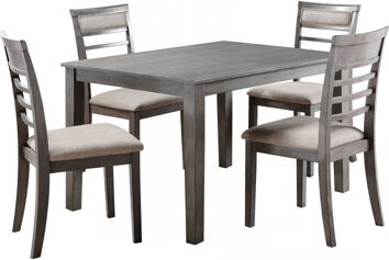 Beautiful Gray Finish 5Pc Dining Set Table And 4 Side Chairs Set Fabric Upholstery Wooden Furniture Kitchen Dining Set