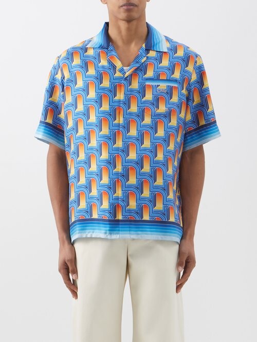 Casablanca L'arch De Jour Silk Cuban-collar Shirt - ShopStyle