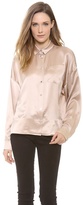 Thumbnail for your product : Alexander Wang T by Silk Satin Dolman Collared Shirt