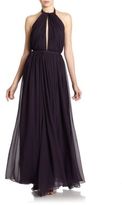 Thumbnail for your product : Haute Hippie Silk Shirred Keyhole Gown