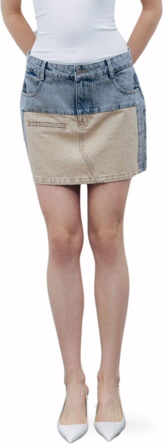 Nocturne Women's Washed Mini Denim Skirt