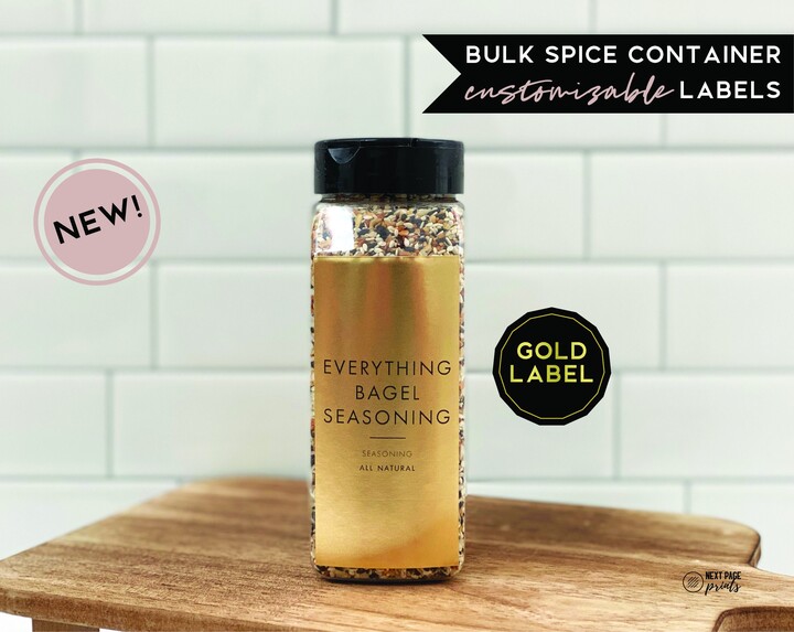Modern Gold Label For Large Bulk Spice Jar Container Customizable Restaurant Spices Costco Herb Chef Gift Home Pantry Organization