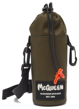 Alexander McQueen Graffiti-logo Canvas Bottle Pouch - Khaki