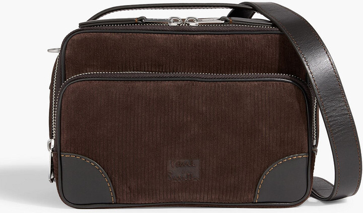 Ribbed suede messenger bag