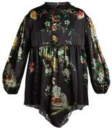 Thumbnail for your product : By Walid Nicky Floral-print Silk Blouse - Womens - Navy Print