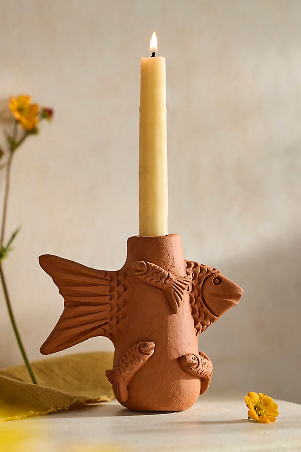 Oaxacan Clay Fish Taper Holder at Terrain