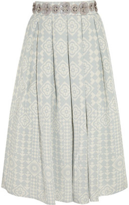Holly Fulton Embellished Silk-Crepe Skirt