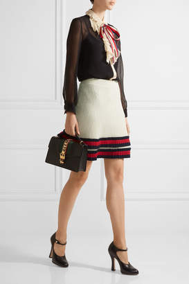Gucci Pleated Ribbed Wool Mini Skirt - Ivory