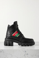 Thumbnail for your product : Gucci Romance Logo Jacquard-trimmed Leather Ankle Boots