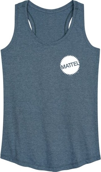 Mattel Women'sMattelMattelOriginalLogoPocketSizeGraphicRacerbackTank-HeatherBlue-Small